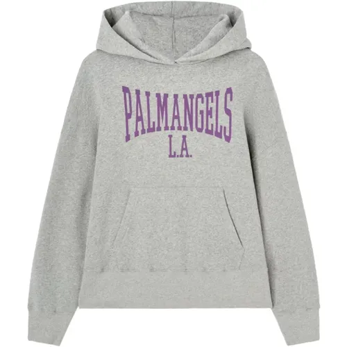 Grauer Kapuzenpullover Logo-Druck - Palm Angels - Modalova