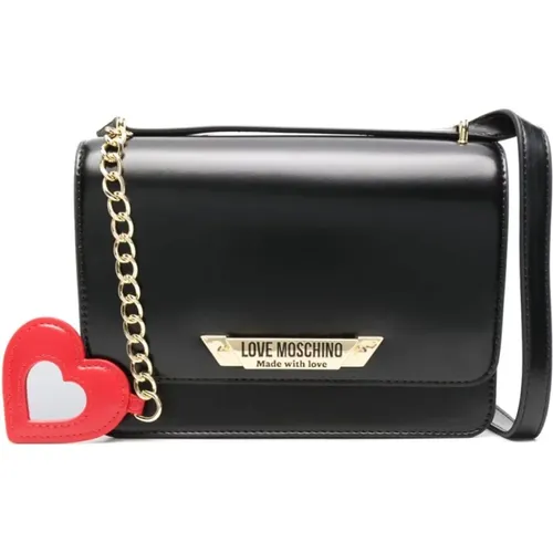 Schwarze Schultertasche aus Kunstleder , Damen, Größe: ONE Size - Love Moschino - Modalova