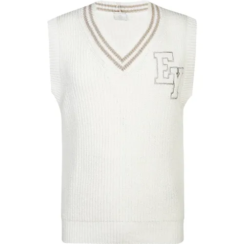 Sleeveless Patch V-Neck Sweater , male, Sizes: M, L, XL, S - Eleventy - Modalova