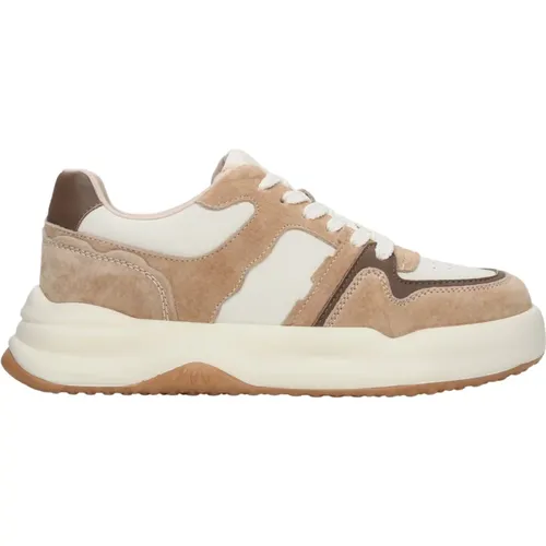 Damen Beige & Weiß Veloursleder & Leder Low-Top Sneakers Er00112595 , Damen, Größe: 36 EU - Estro - Modalova