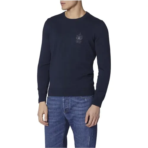 Blauer Pullover Sportlich Modern Logo Bestickt , Herren, Größe: M - aeronautica militare - Modalova