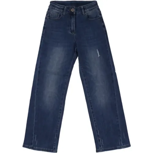 Denim Hose mit Logo Hintertasche - Manila Grace - Modalova