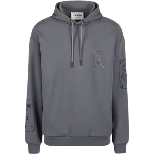 Card Design Grauer Hoodie , Herren, Größe: 2XL - Iceberg - Modalova