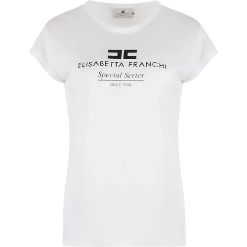 Modal Rippkragen T-Shirt - Elisabetta Franchi - Modalova