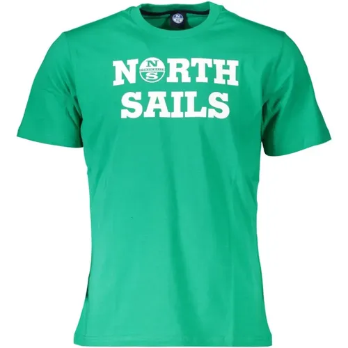 Grünes T-Shirt mit kurzen Ärmeln und Logo-Print , Herren, Größe: M - North Sails - Modalova