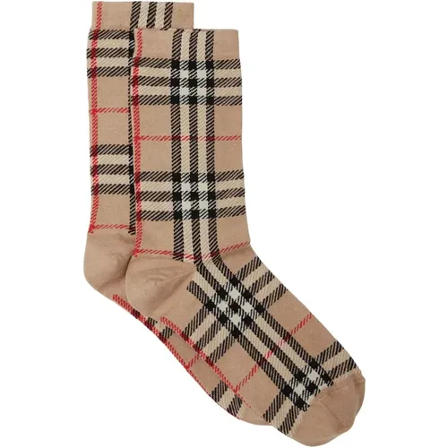 Vintage Check Socken in Braun , Damen, Größe: S - Burberry - Modalova