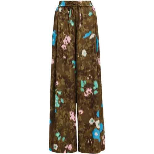 Floral Wide Leg Fault Trousers , female, Sizes: S, XS - Essentiel Antwerp - Modalova