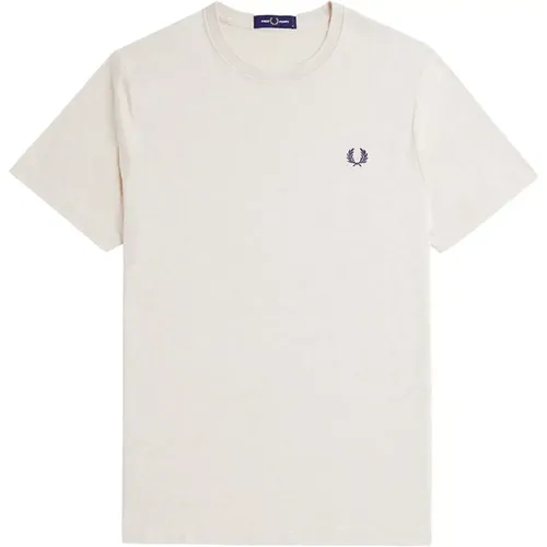 T-Shirt mit gesticktem Logo und Rundhalsausschnitt , Herren, Größe: M - Fred Perry - Modalova