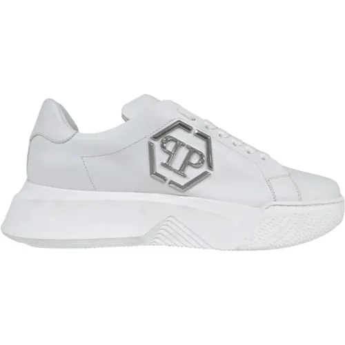 Weiße und Silberne Metall Sneakers , Herren, Größe: 45 EU - Philipp Plein - Modalova
