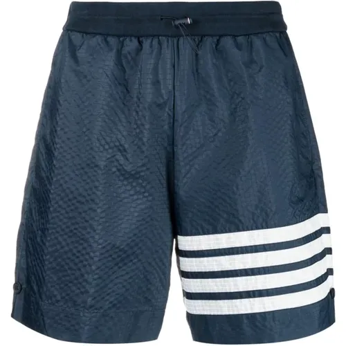 Ripstop Shorts with Reflective 4-Bar Print , male, Sizes: L - Thom Browne - Modalova