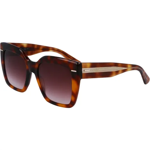 Havana/ Shaded Sunglasses , female, Sizes: 54 MM - Calvin Klein - Modalova