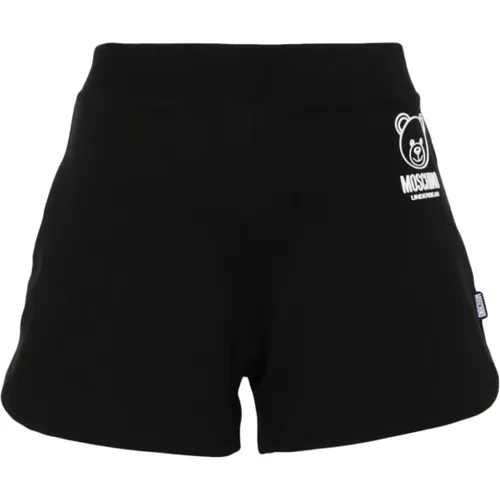 Schwarze Teddy Bear Logo Shorts - Moschino - Modalova