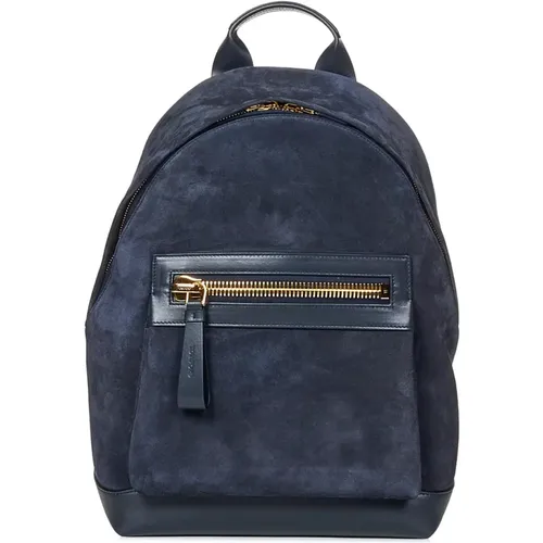 Navy Leather Backpack Bag , male, Sizes: ONE SIZE - Tom Ford - Modalova