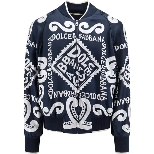 Marina Silk Bomber Jacket , male, Sizes: L - Dolce & Gabbana - Modalova