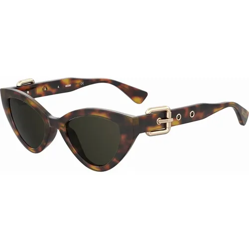 Havana/Schwarze Sonnenbrille , Damen, Größe: 51 MM - Moschino - Modalova