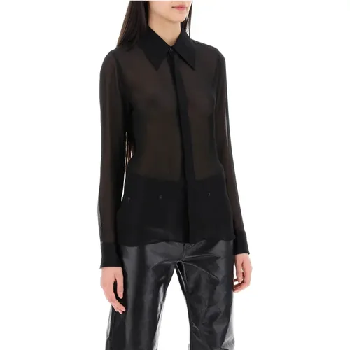 Semi-transparent silk shirt , female, Sizes: M, S - Ami Paris - Modalova