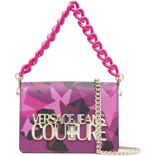 Fuchsia All Over Print Crossbody Bag , female, Sizes: ONE SIZE - Versace Jeans Couture - Modalova