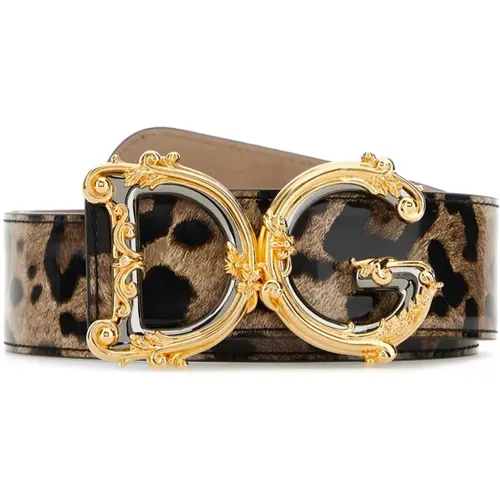 Bedruckter Ledergürtel , Damen, Größe: 70 CM - Dolce & Gabbana - Modalova