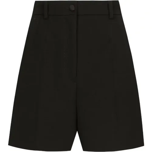 High-waisted wool blend shorts , female, Sizes: S, L - Dolce & Gabbana - Modalova