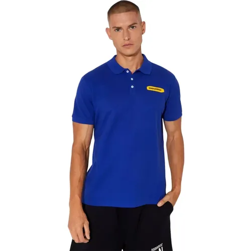 Blaues Polo-Shirt mit Logo - Dsquared2 - Modalova