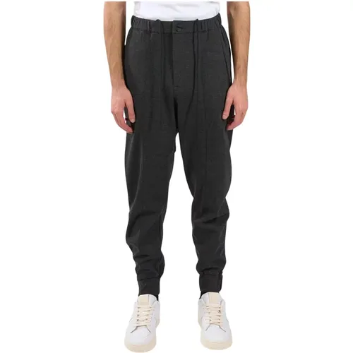 Jersey pants with button and zip , male, Sizes: S, M, L - Hevo - Modalova