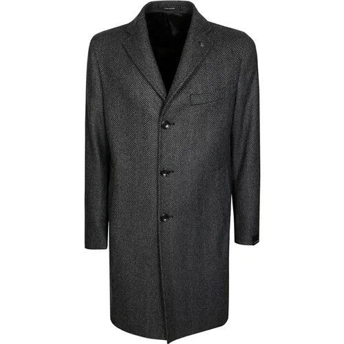 Single-Breasted Checked Coat , male, Sizes: L, M - Tagliatore - Modalova