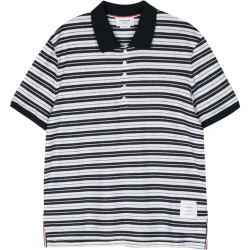 Blau Logo Patch Polo Shirt - Thom Browne - Modalova