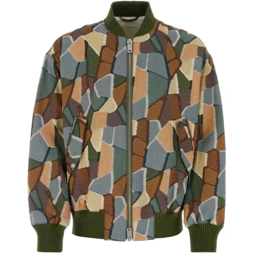 Embroidered jacquard bomber jacket , male, Sizes: L, S, M - Emporio Armani - Modalova