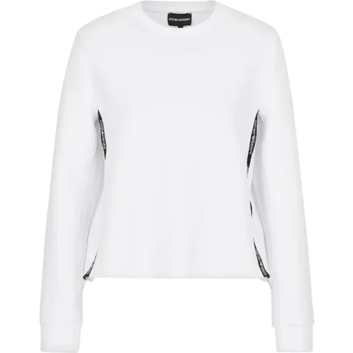 Weißer Rundhalsausschnitt Sweatshirt mit Reißverschlüssen - Emporio Armani - Modalova