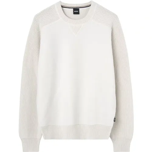 Chunky Knit White Sweater , male, Sizes: XL, L - Boss - Modalova