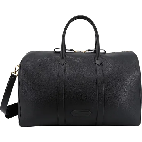 Leather Travel Bag with Zip , male, Sizes: ONE SIZE - Tom Ford - Modalova