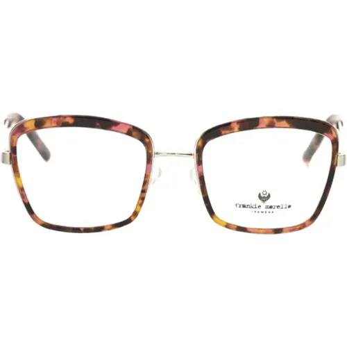 Square Havana Red Patterned Eyeglasses , female, Sizes: ONE SIZE - Frankie Morello - Modalova