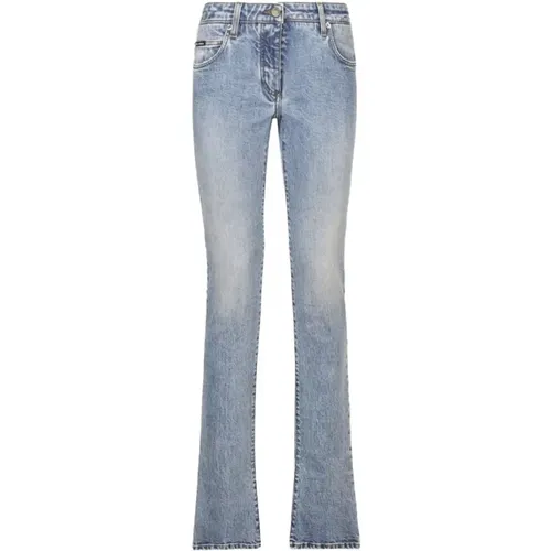 Hellblaue Logo Patch Bootcut Jeans , Damen, Größe: 2XS - Dolce & Gabbana - Modalova