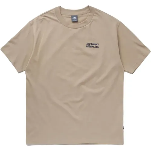 Herren T-Shirt Frühling/Sommer Kollektion 100% Baumwolle , Herren, Größe: M - New Balance - Modalova