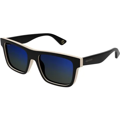 Stilvolle Schwarze Sonnenbrille Blaue Gläser - Gucci - Modalova