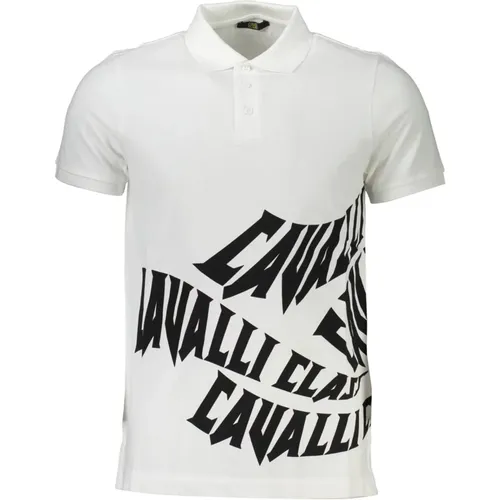 Weißes Poloshirt Kurzarm Herren , Herren, Größe: 2XL - Cavalli Class - Modalova