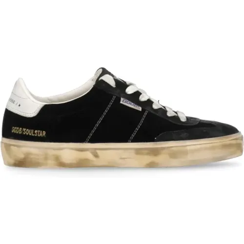 Schwarze Wildleder Sneakers Runde Spitze Logo - Golden Goose - Modalova