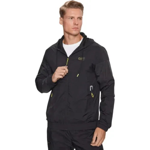 Noir Zip-through Sweatshirt für Männer , Herren, Größe: S - Emporio Armani EA7 - Modalova