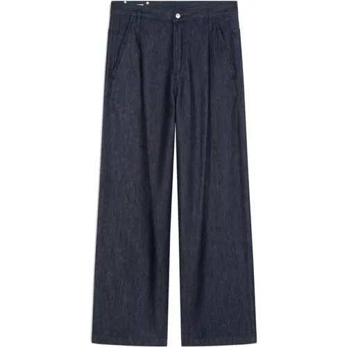 Blaue Weite Hose mit Falten - Dries Van Noten - Modalova