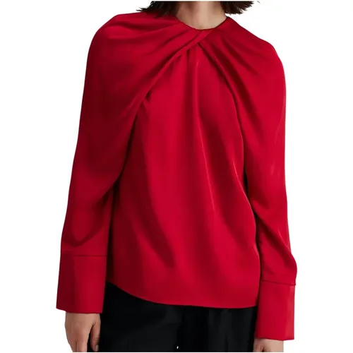 Bluse mit plissiertem Ausschnitt , Damen, Größe: XL - By Malina - Modalova