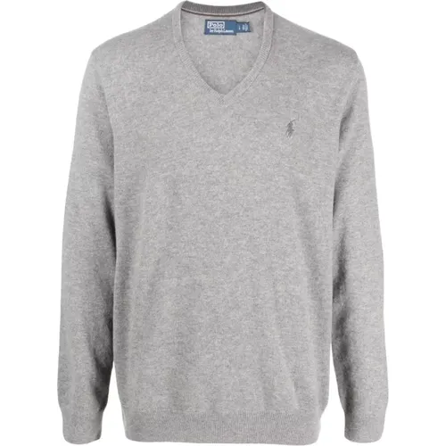 Grey Wool Sweater Aw23 , male, Sizes: S, L, M, XL - Ralph Lauren - Modalova