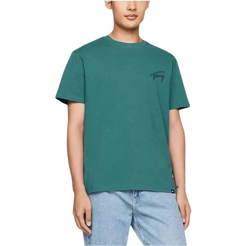 Signature Baumwoll T-Shirt Frühjahr/Sommer Kollektion , Herren, Größe: L - Tommy Jeans - Modalova