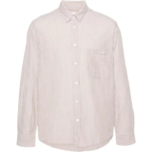 Vertical Stripe Print Shirt with Embroidered Logo , male, Sizes: S - Isabel marant - Modalova
