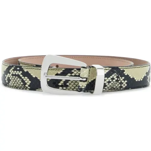 Python Printed Belt with Silver Buckle , female, Sizes: 80 CM, 75 CM, 90 CM, 85 CM - Khaite - Modalova