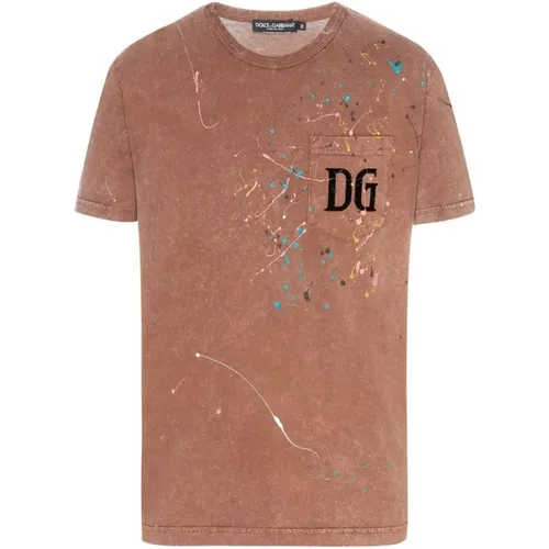 Braunes Baumwoll-T-Shirt - Dolce & Gabbana - Modalova