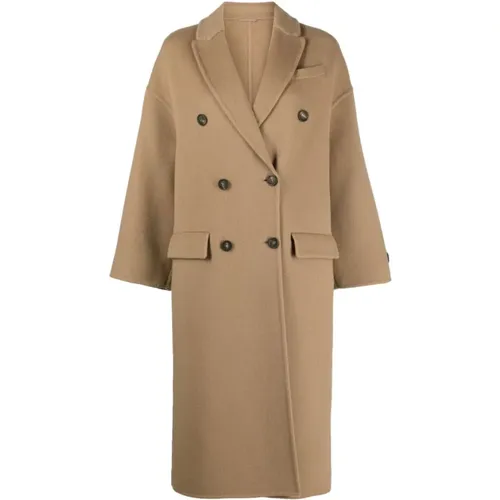 Double-Breasted Virgin-Wool Coat , female, Sizes: M - BRUNELLO CUCINELLI - Modalova