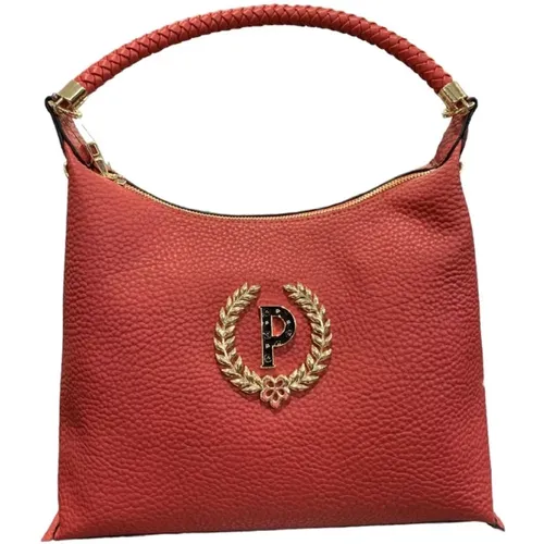 Rote Schultertasche mit Logo , Damen, Größe: ONE Size - Pollini - Modalova