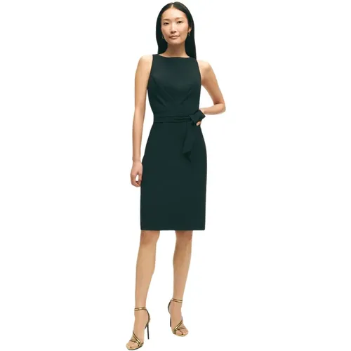 Schwarzes Stretch-Polyester-Crêpe-Kleid , Damen, Größe: 3XS - Brooks Brothers - Modalova