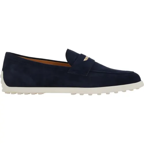 Blaue Wildleder Penny Loafers , Damen, Größe: 39 EU - TOD'S - Modalova