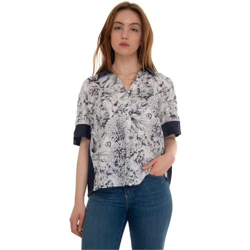 Flower Print Linen Shirt , female, Sizes: XL, 2XL - Pennyblack - Modalova